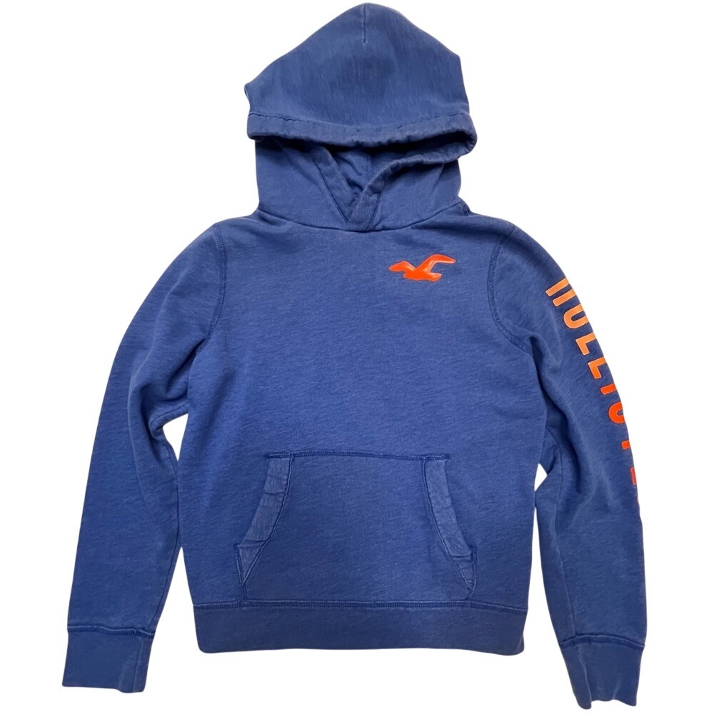 Hollister Blue Hoodie Pocket Sweatshirt with Orange‎ Logo Size S